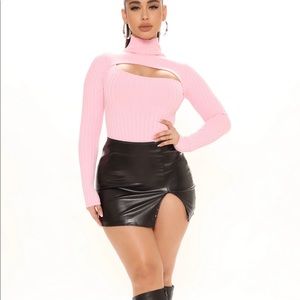 FASHION NOVA PINK SWEATER BODYSUIT NWT